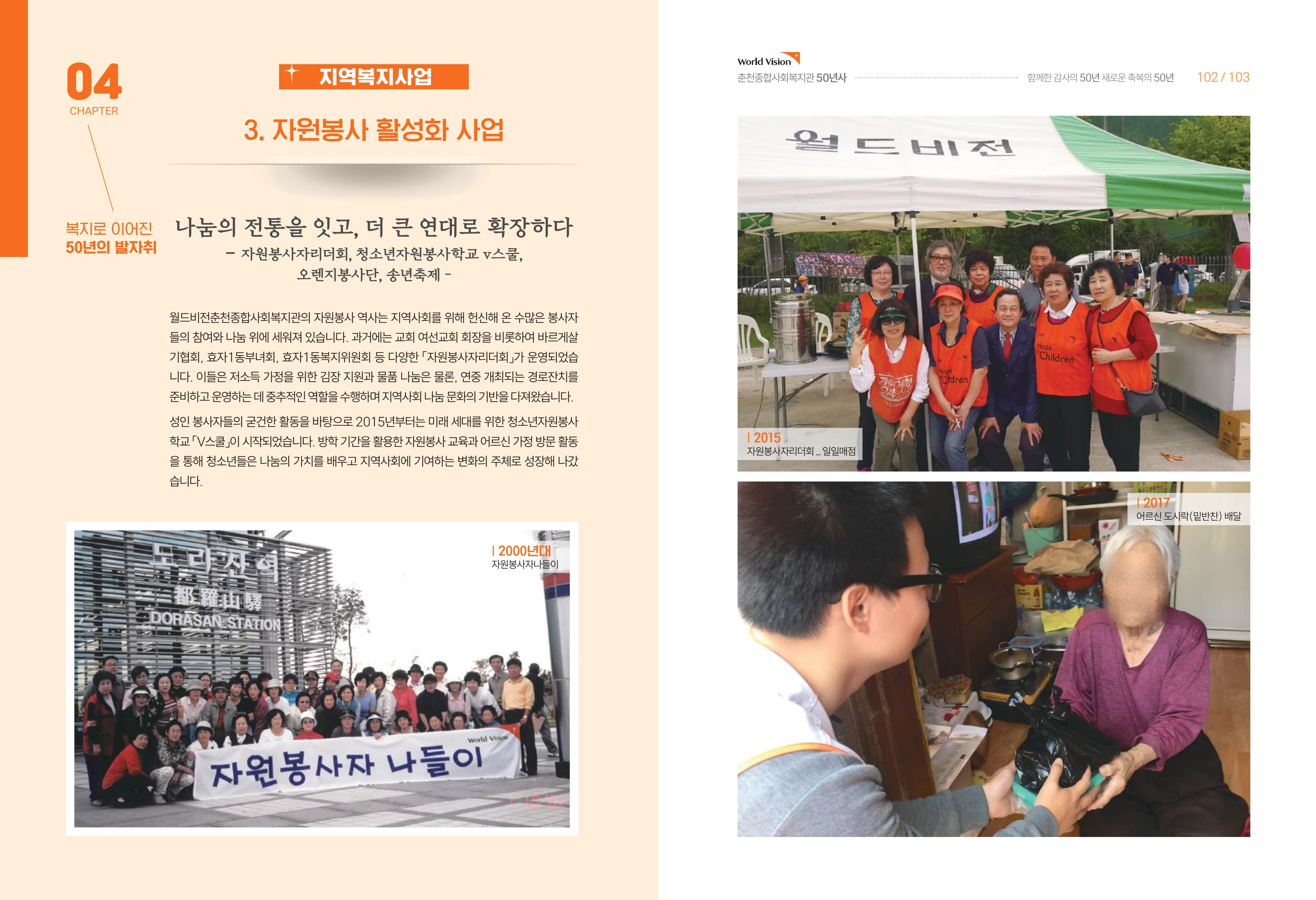 월드비전 춘천종합사회복지관 50주년 기념 책자 53페이지