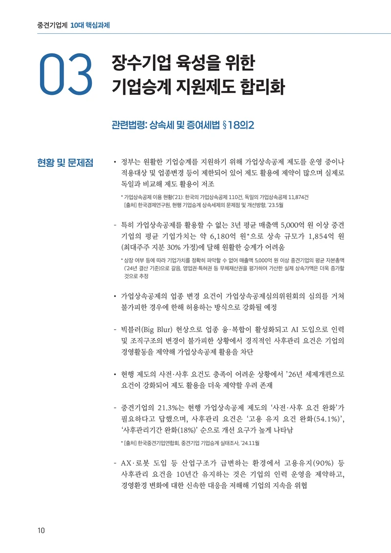 중견기업계 10대 핵심 과제 10페이지