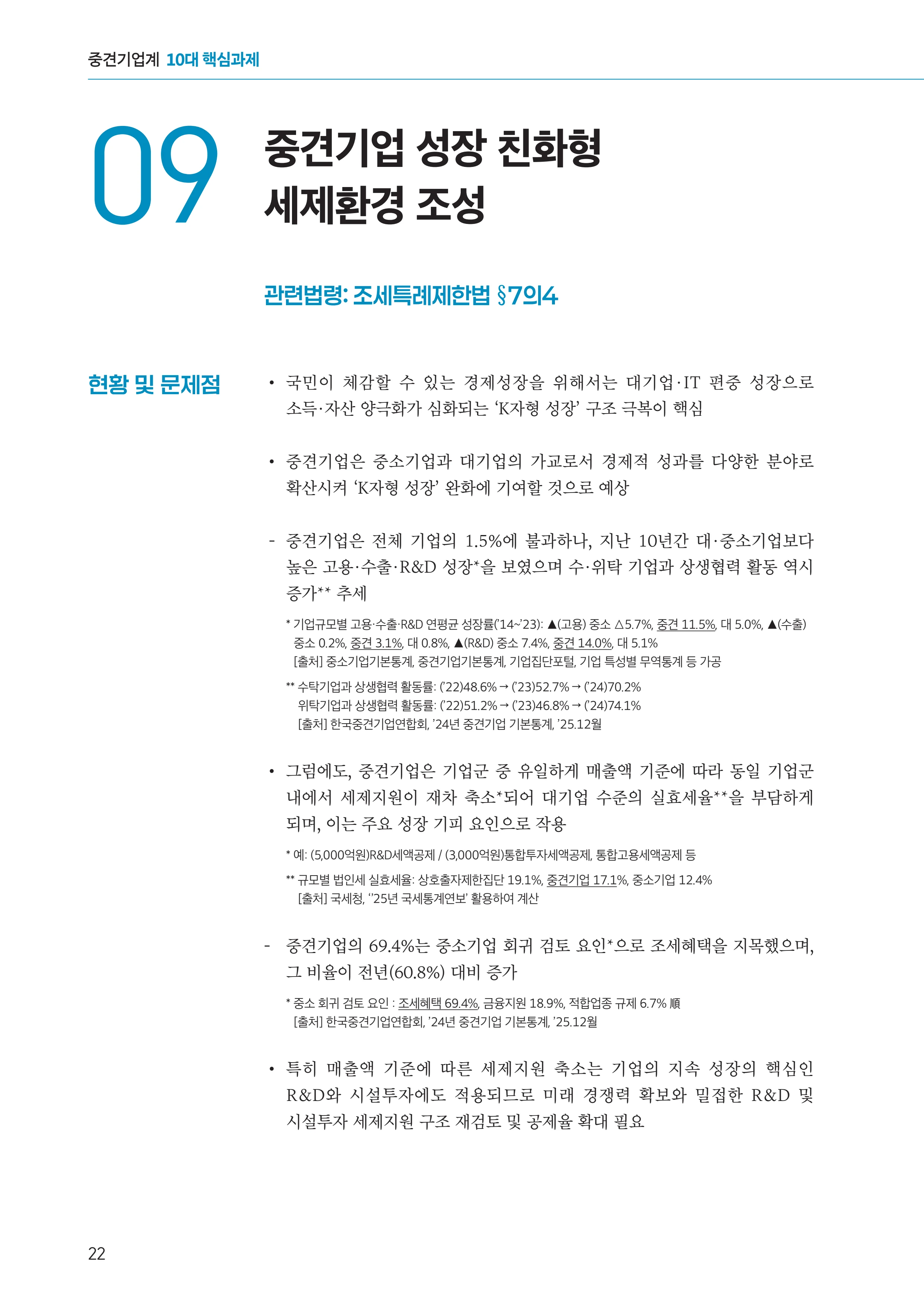 중견기업계 10대 핵심 과제 22페이지