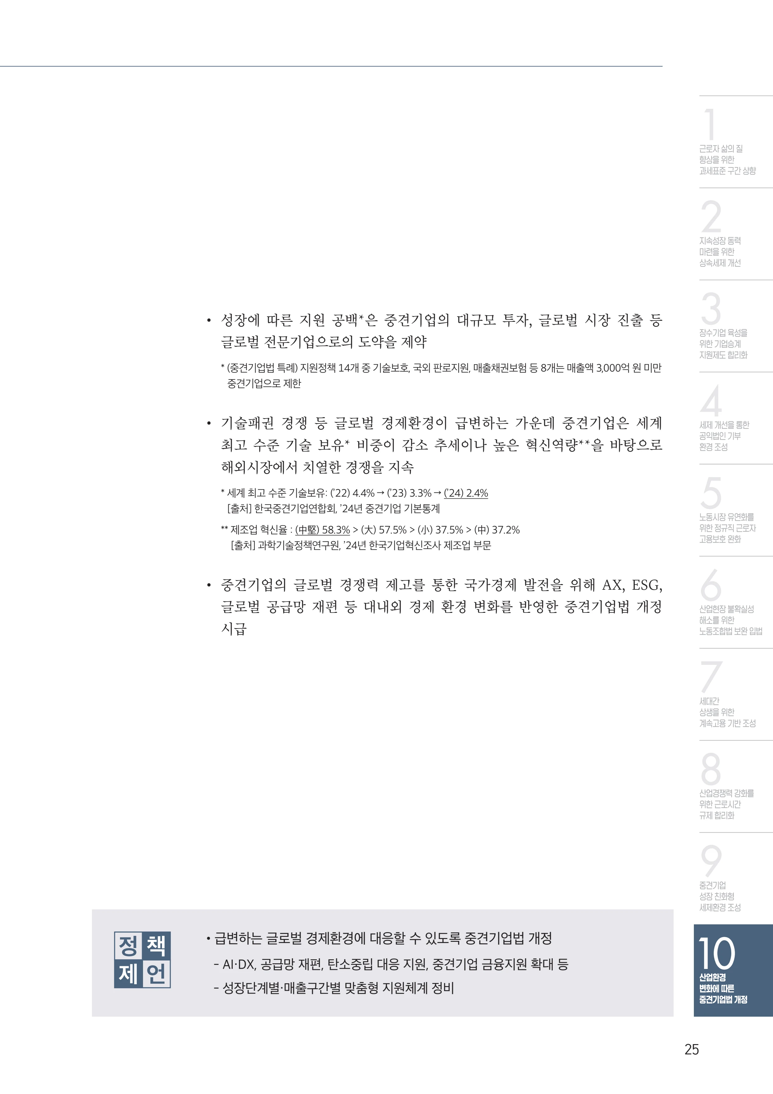 중견기업계 10대 핵심 과제 25페이지